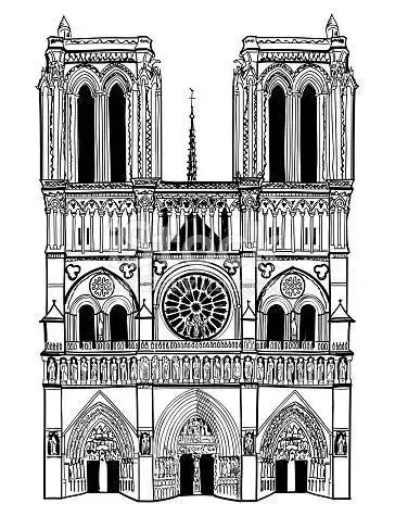 巴黎圣母院立面简笔画