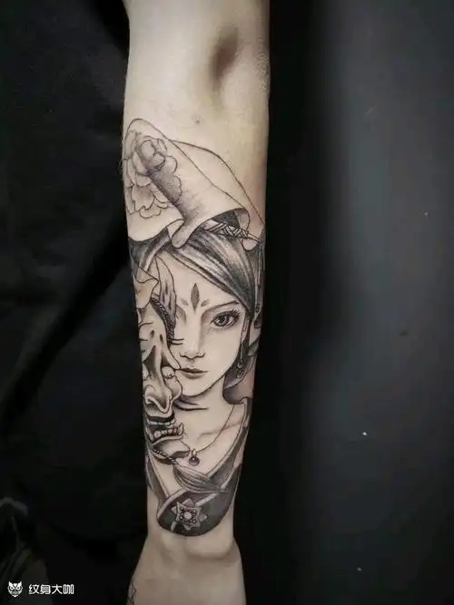 艺妓纹身小臂纹身