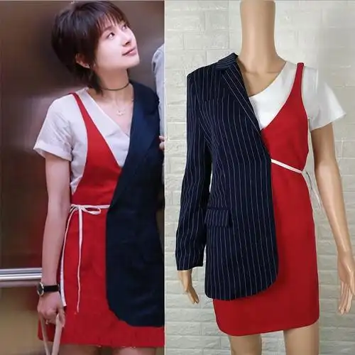 王子文同款连衣裙_欢乐颂2王子文曲筱绡同款长袖半西装白色短袖t恤