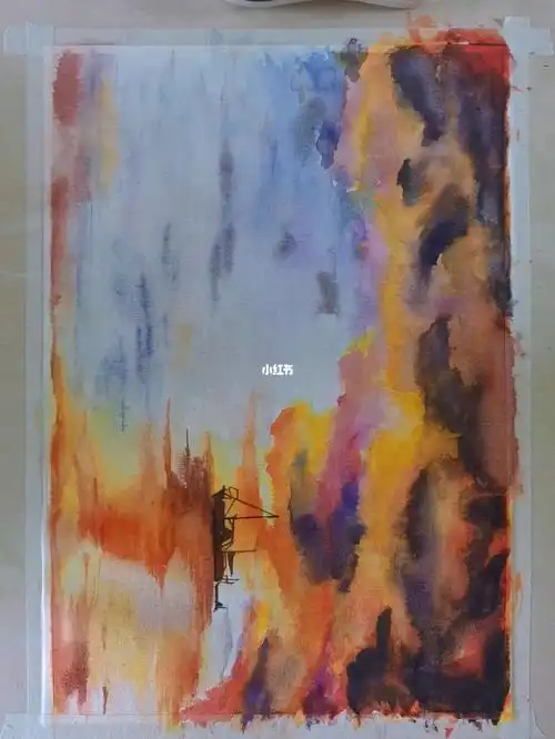 火烧云水彩跟着教程画的