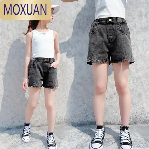 moxuan女童牛仔短裤儿童夏装裤子十岁女孩13洋气8外穿9小学生薄款夏季