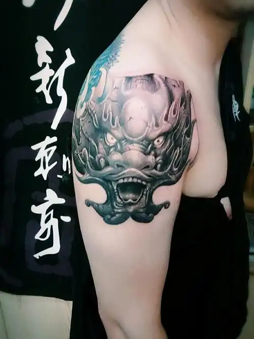 石雕龙头 完成_纹身图案手稿图片_阿良的纹身作品集