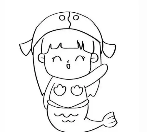 卡通少女双鱼座简笔画怎么画 双鱼座简笔画美人鱼教程