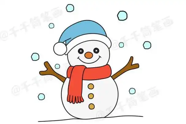 圣诞节雪人简笔画步骤图画法简单又有趣