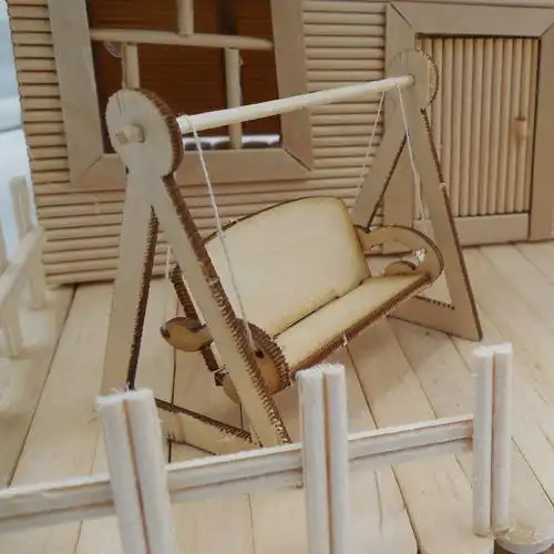模型小秋千木质拼装建筑模型材料件幼儿园儿童手工制作di冲冠促销_7折
