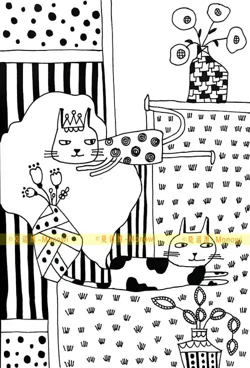 黑白线描画教程10我的动物朋友3