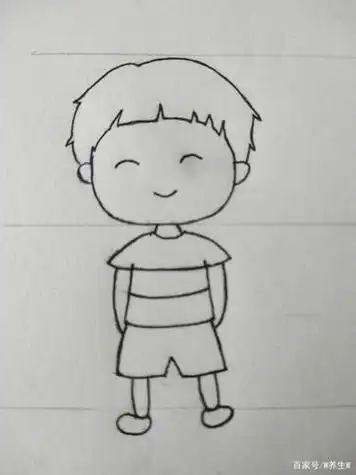 幼儿自画像简笔画男孩全身