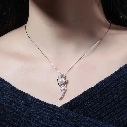 s925纯银项链女款天然淡水珍珠颈饰日韩版气质颈饰