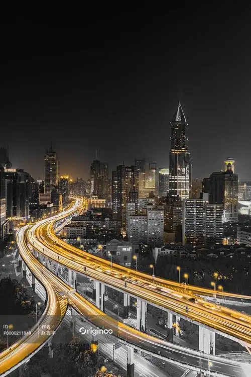 流光溢彩上海陆家嘴城市建筑摩天大楼cbd夜景繁华多重曝光全景照片房