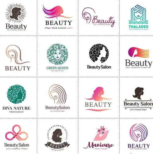 用于美容院美发院化妆品的大矢量标识集