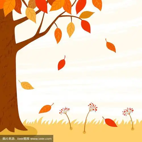 秋天的树叶落在树枝上.秋天背景