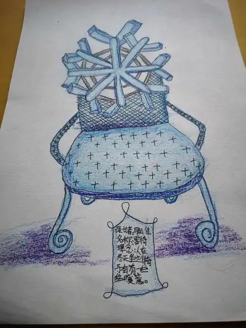 方寸 写美篇创意:具有立体感的雪花靠背,四年级的联想素描活学活用了