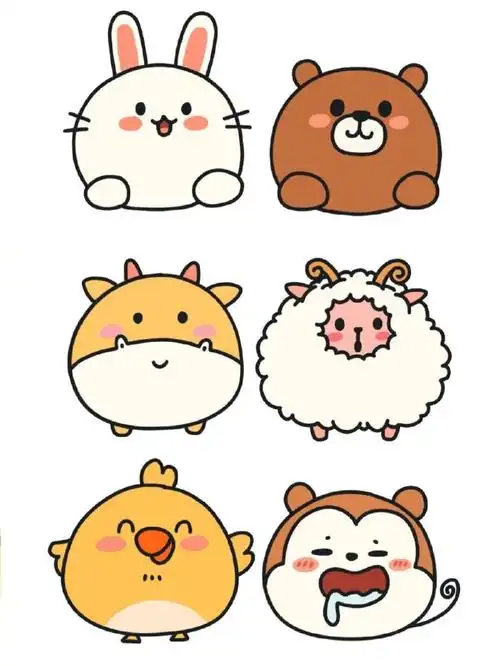 爱萌系小动物头像手帐简笔画,帮孩子马住简笔画素材吧!