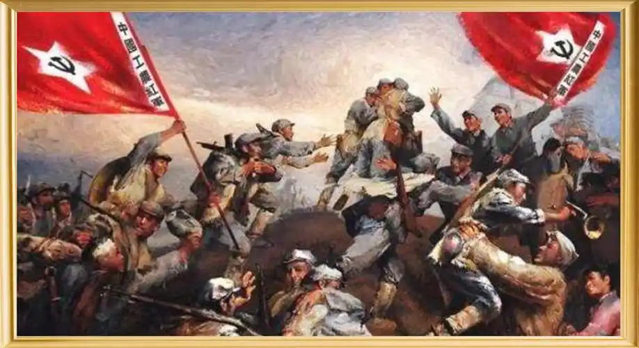 蔡亮,张自薿  油画《红军三大主力会师》 1977年