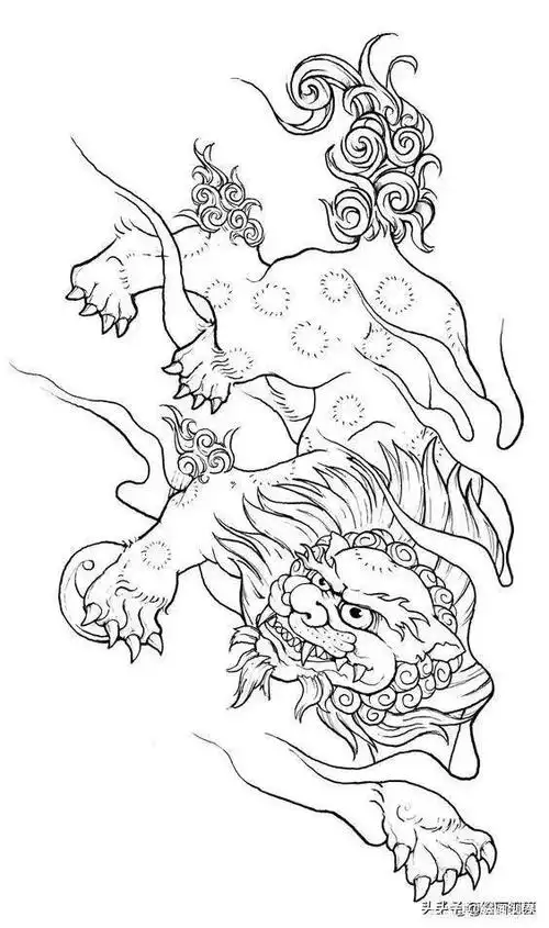 干货!12张高清狮子白描线稿,收藏起来留着空闲时间画