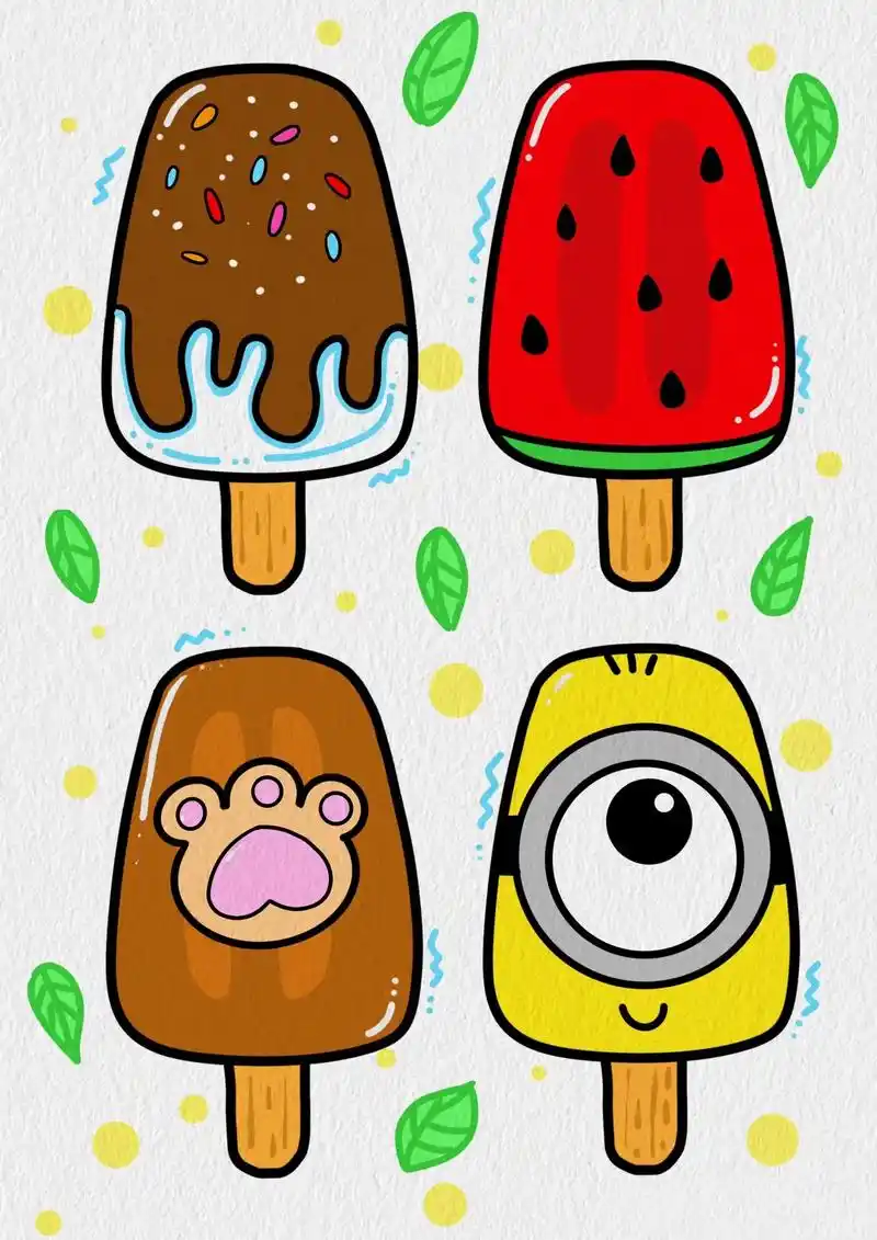 四款冰激凌简笔画教程.教你用梯形 u画美味又简单的冰激凌简笔 - 抖音