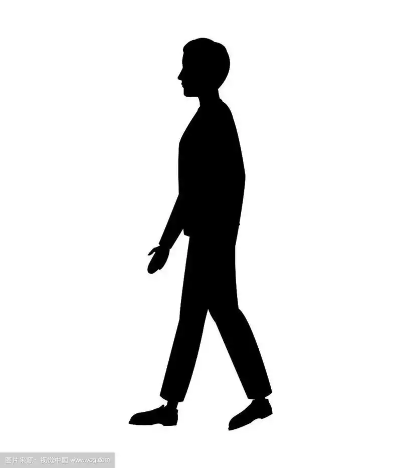 侧视图剪影男子行走