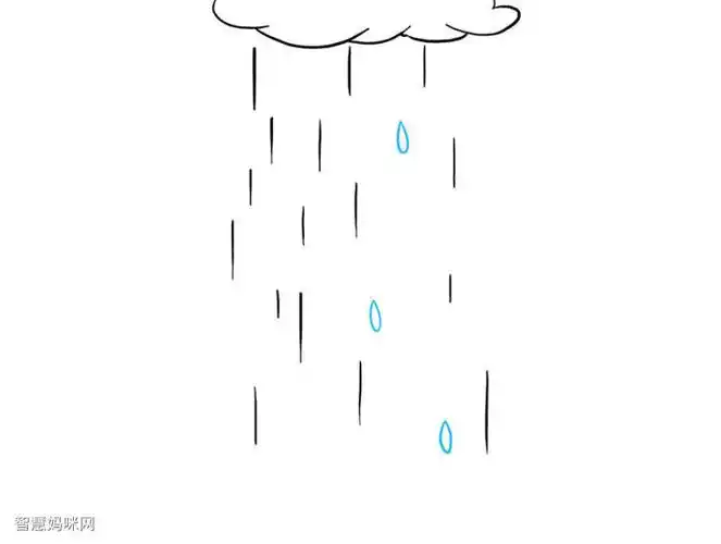 怎么画下雨天-图3怎么画下雨天-图2怎么画下雨天-图1简笔画作品完成图