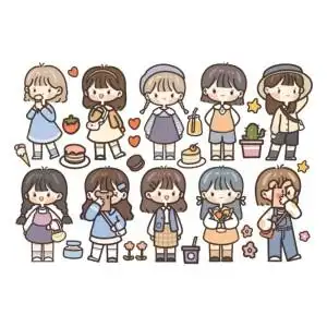 【未裁剪】q版人物 自制手帐贴纸a4和纸不干胶打印