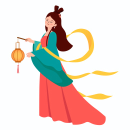提着灯笼的古风仙女插画素材
