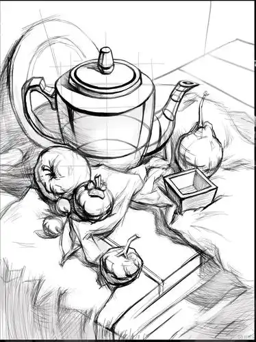 作业:学原画要不要学素描之组合静物素描画法训练 - rh-3-204咩咩怪