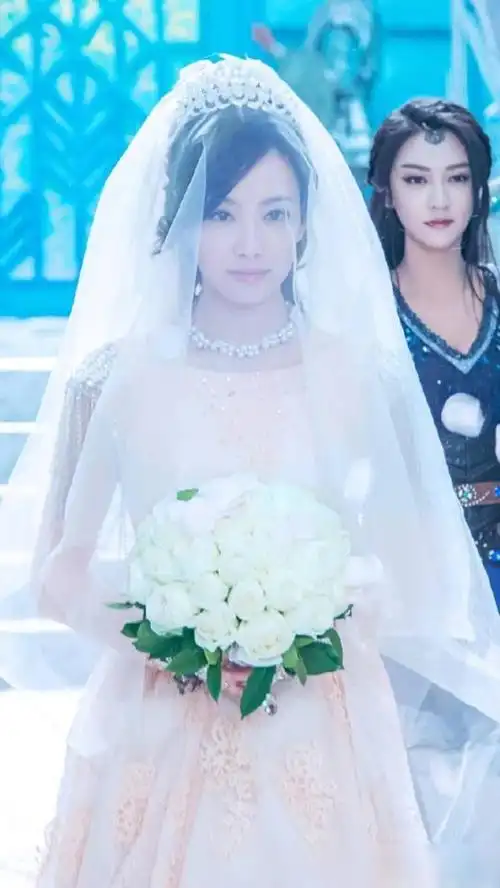 看惯了职场上帅气的向总穿着洁白婚纱的宋茜真的太温柔