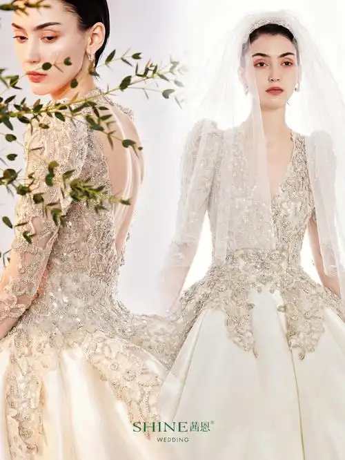 会发光的钻石婚纱中世纪宫廷高奢梦幻