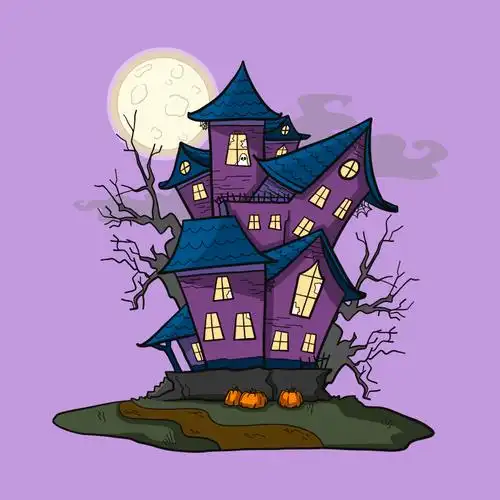 手绘万圣节鬼屋矢量素材(eps/ai/png)