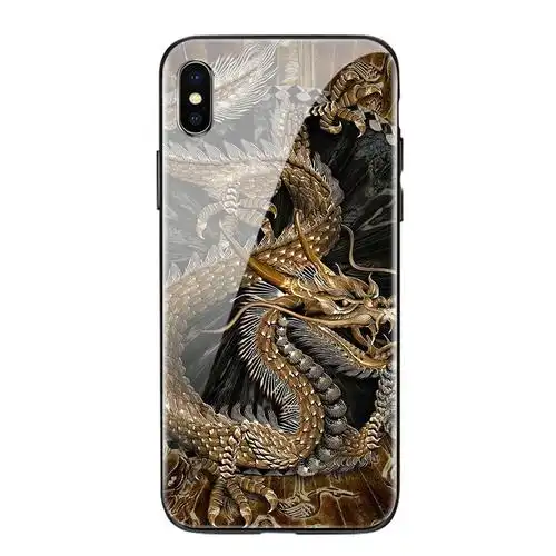 iphonex钢化玻璃手机壳黑色个性 镜面玻璃保护套全包后盖 苹果x霸气