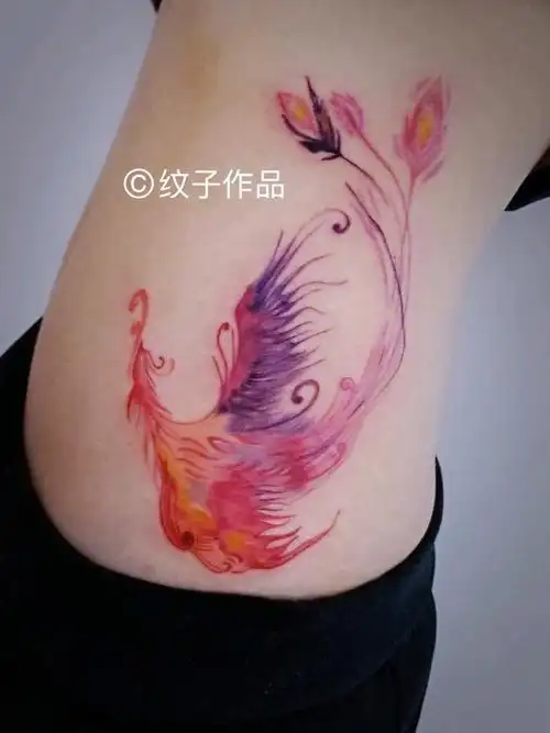 腰部凤凰_纹身图案手稿图片_马莉的纹身作品集