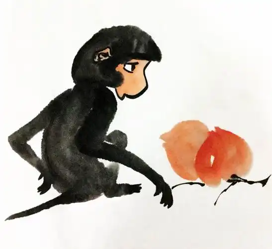 在线课程——水墨画猴子