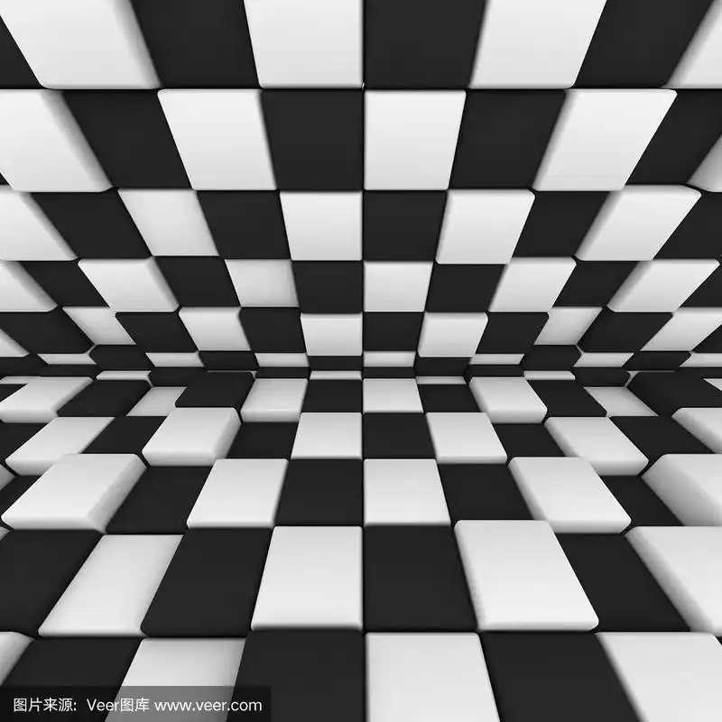 抽象图像:黑白立方体3d插图