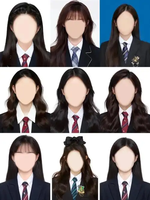 黑色衣服女生证件照模版自取帮修