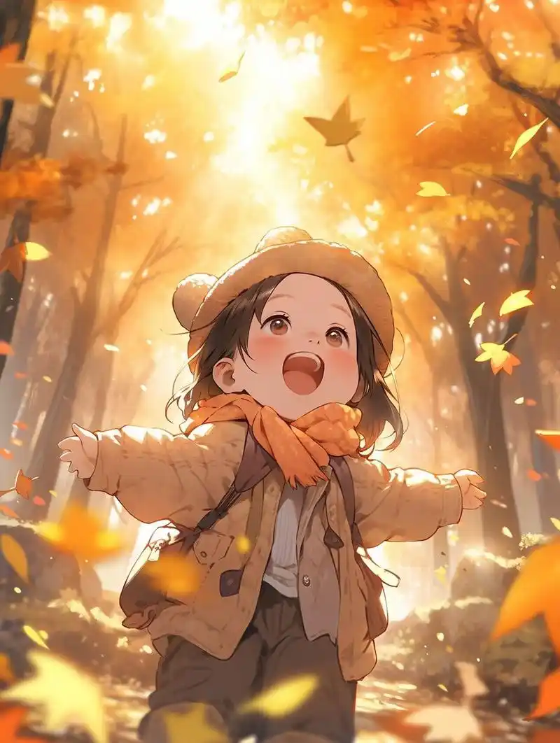 生女儿系列--秋天可爱女孩头像壁纸 治愈 的笑容加上金色的阳光,心情