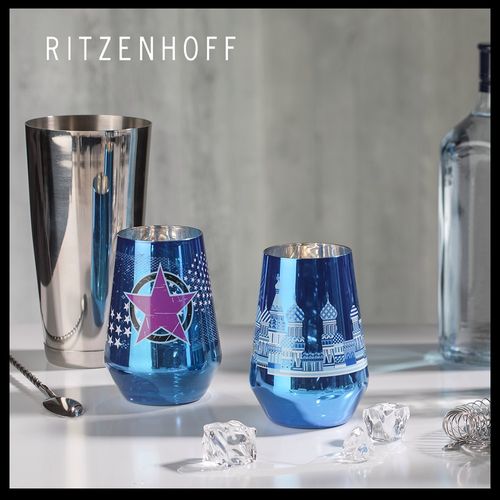 德国ritzenhoff瑞森哈夫伏特加酒杯水晶玻璃杯蓝色半透明镀层礼盒