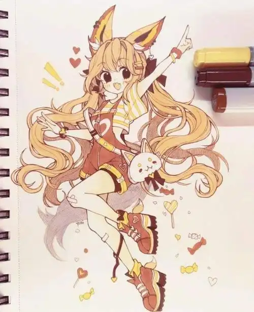 马克笔插画】敲可爱动漫卡通二次元日系少女手绘头像,初学者新手抱二