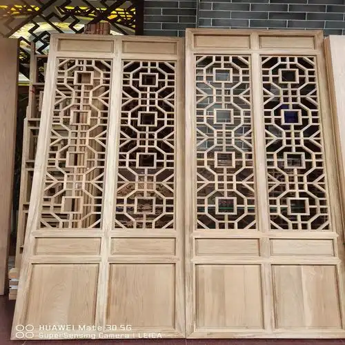 东阳新中式仿古门窗实木花格屏风古建镂空屏风隔断室内外庭院门
