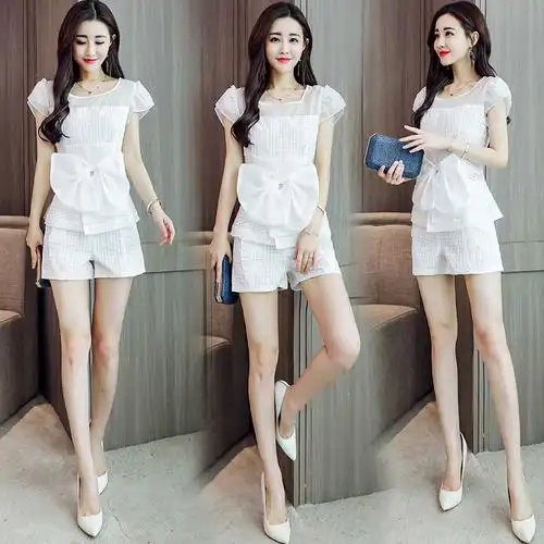 时尚套装女女士夏款新品俏皮套装女短袖上衣短裤省心搭配两件套潮