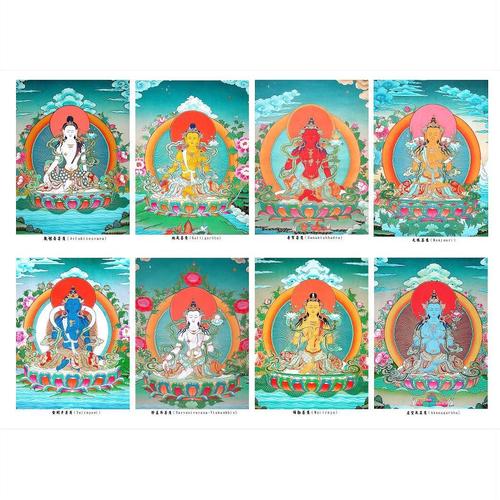 八大菩萨合集殊胜佛菩萨画像图佛教挂画 相纸双面塑封