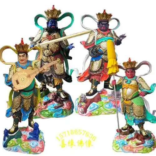 四大金刚神像持国天王增长天王广目天王多闻天王四位尊天大神极彩神像