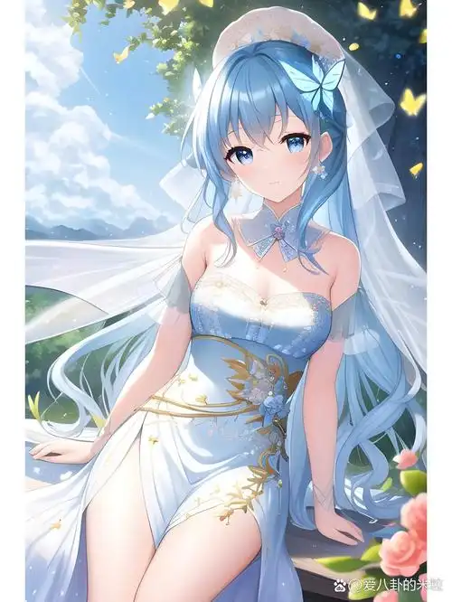 蓝天白云下的精灵公主,动漫二次元绘画人物