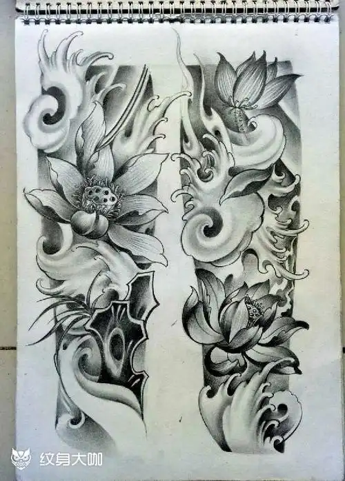 传统花臂手稿_纹身图案手稿图片_阿浩的纹身作品集