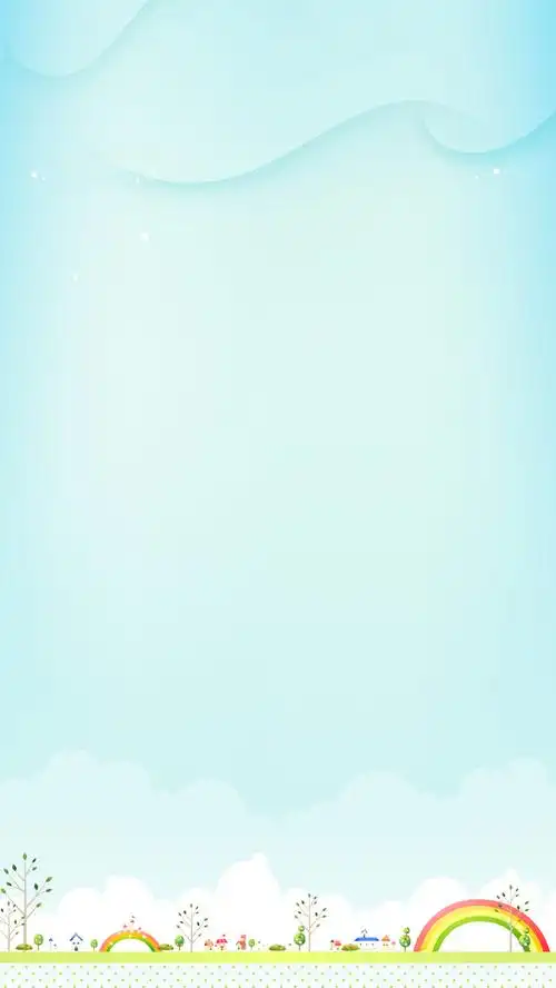 蓝色简约卡通云朵彩虹h5背景素材