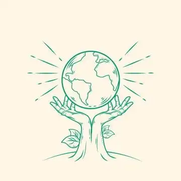 从地里生长出来的双手托住地球象征了环境保护保卫我们的地球图片免抠