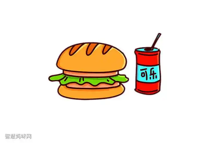 汉堡可乐怎么画