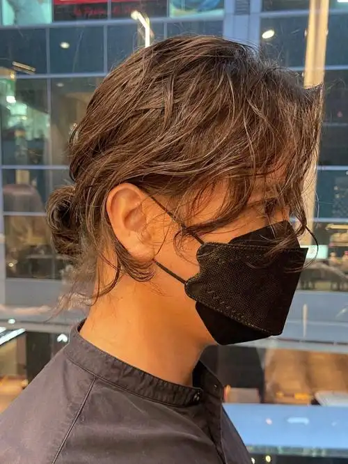 分享一款日系男生中长发丸子头