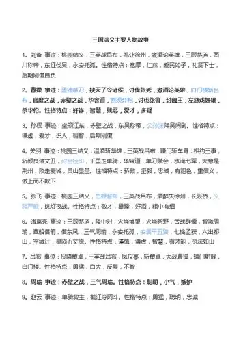 三国演义主要人物故事 1.