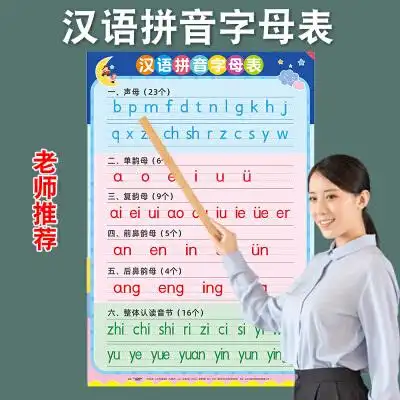 儿童汉语拼音字母表挂图墙贴幼儿园小学生一年级声母韵母学习神器