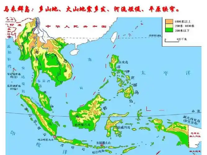 马来群岛:多山地,火山地震多发,河流短促,平原狭窄.