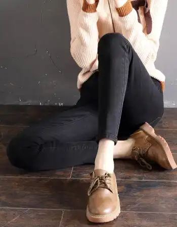 高腰牛仔裤女长裤2018新款韩版百搭紧身显瘦九分铅笔小脚裤子 黑色九